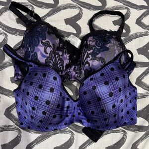 Addition Elle Purple and Black Lace Bra Duo